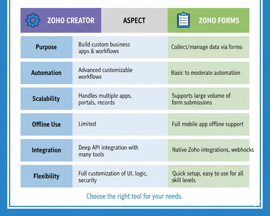 The difference between Zoho Creator and Zoho Forms