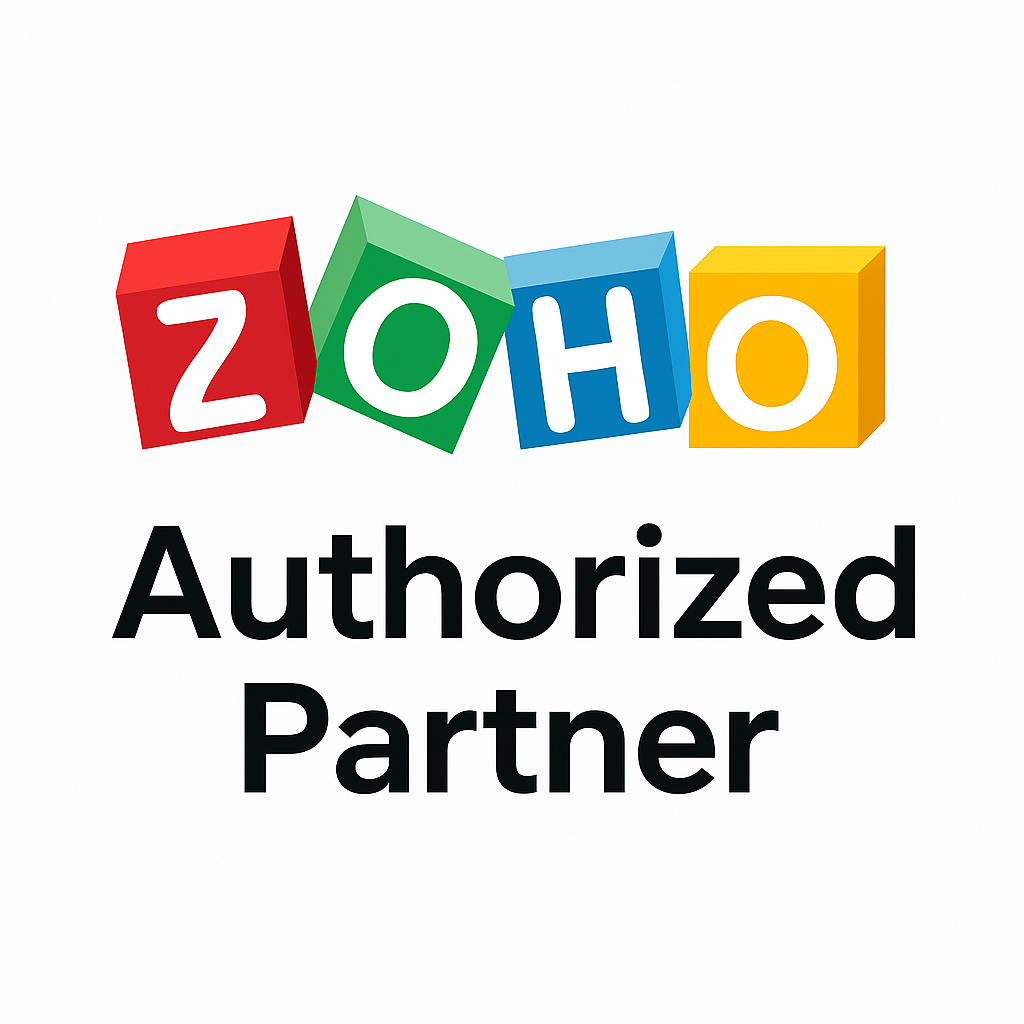 Zoho Authorized Partner logo for business and software solutions.