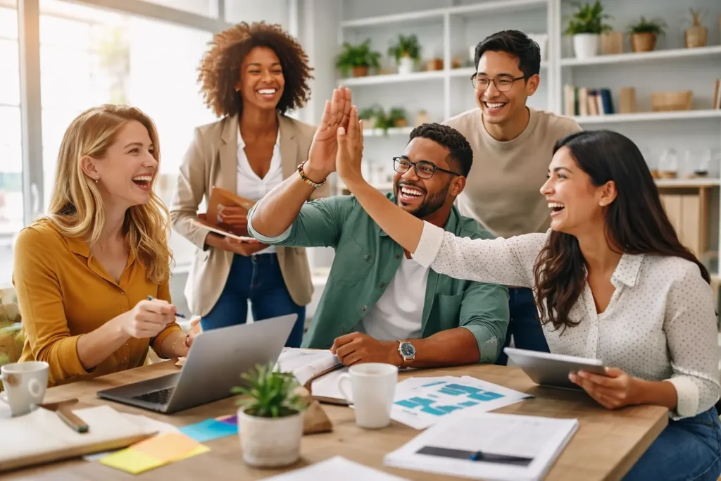 Zoho Partner in Los Angeles team collaborating in a modern office environment.